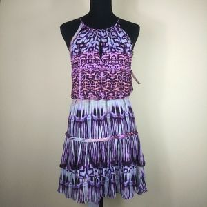 PARKER size small 100% silk tie dye halter dress